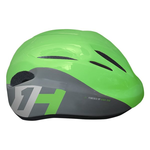 capacete piccolo verde e cinza